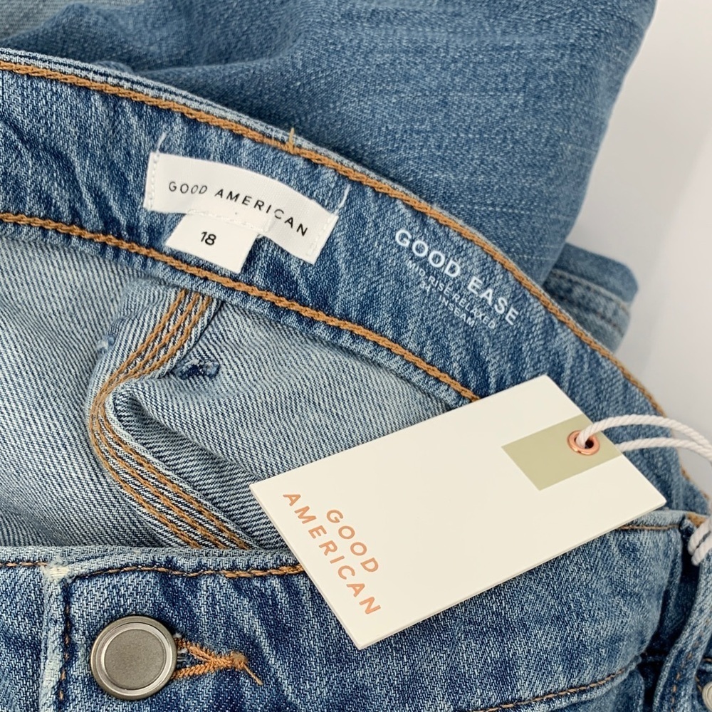 Good American Ease Relaxed Carpenter jeans denim wide leg skater blue new 18 18W - Picture 4 of 5